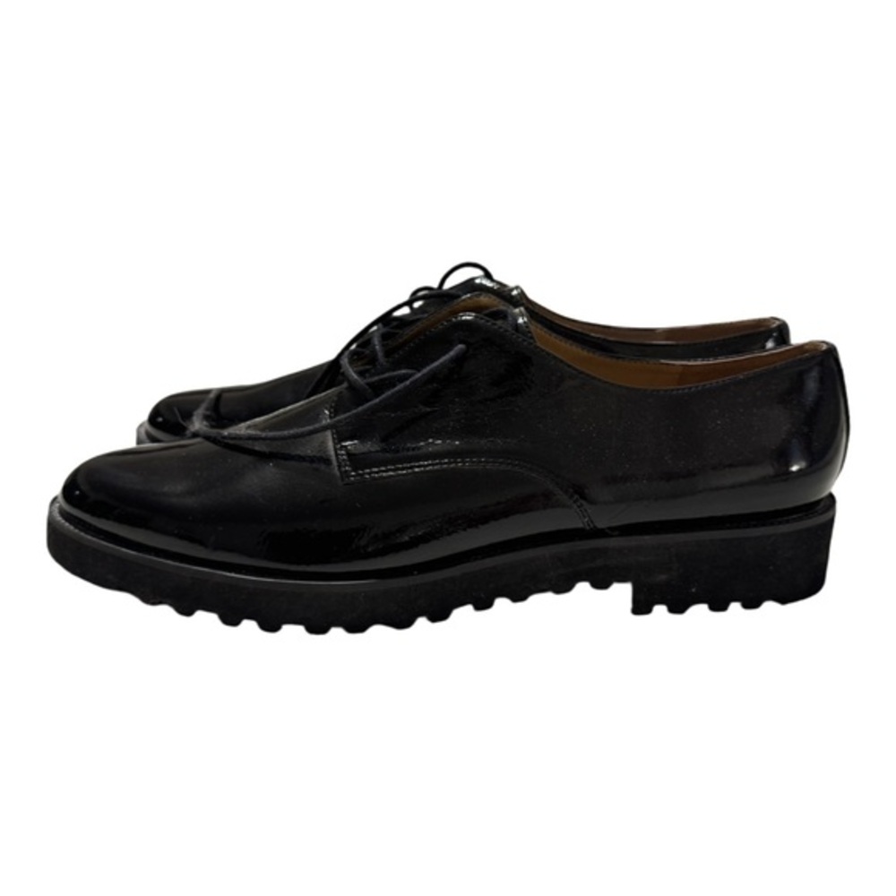 Franco Sarto Black Patent Leather Lace-Up Flats